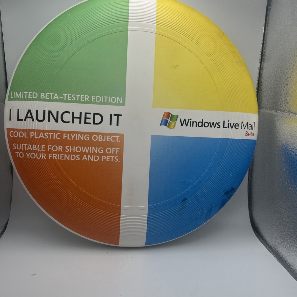 Vintage Microsoft Promo Frisbee Windows Live Limited Mail Beta Tester Edition